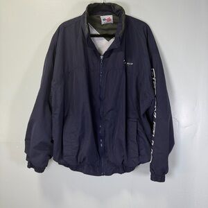 Vtg Perry Ellis America Dark Blue and Green Colorblock 90s Windbreaker 2X Jacket